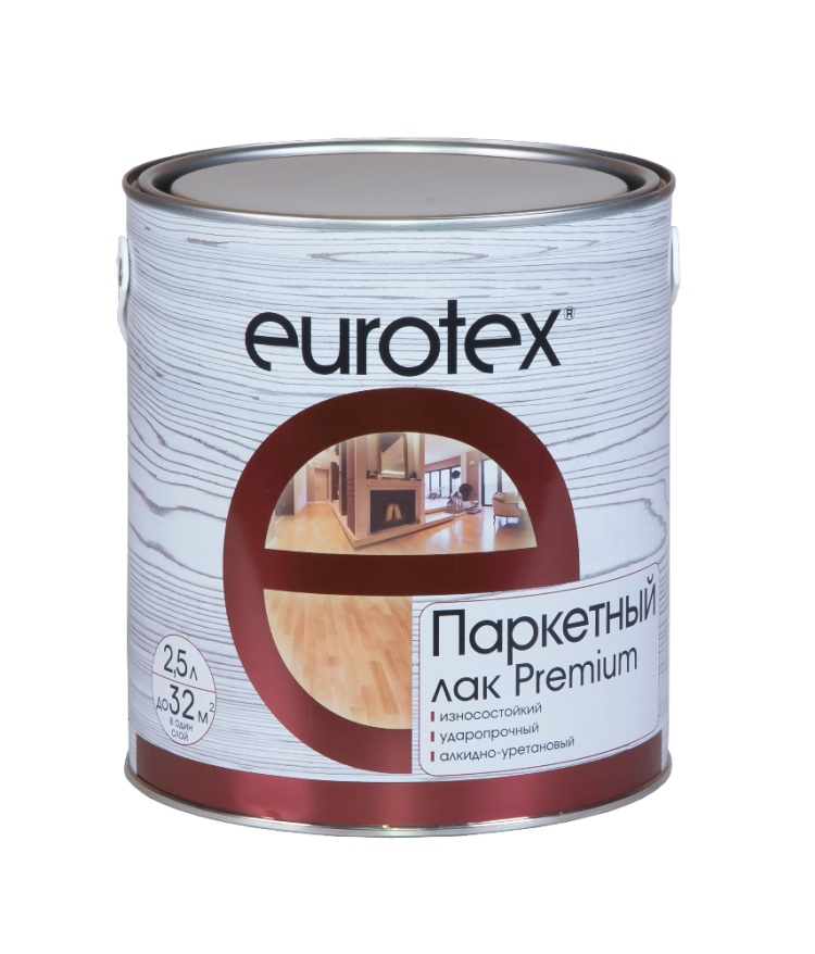 Лак паркетный "Eurotex Premium" глянцевый, алкидно-уретановый , 2.5 л//Рогнеда