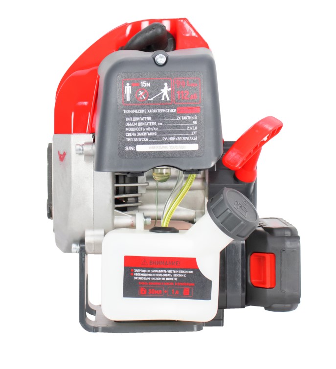 Триммер бенз. VERTON garden BR-561M Professional (Электрозапуск, V двигателя 56 см3,мощность 2.8 л.с./2.1 кВт,профессиональный ранец,разборная штанга,диск 40т,катушка) + Диск для триммера VERTON DOUBLE MOWING TD02 (внеш. Ø 255 мм, посад. Ø 25.4 мм, 4