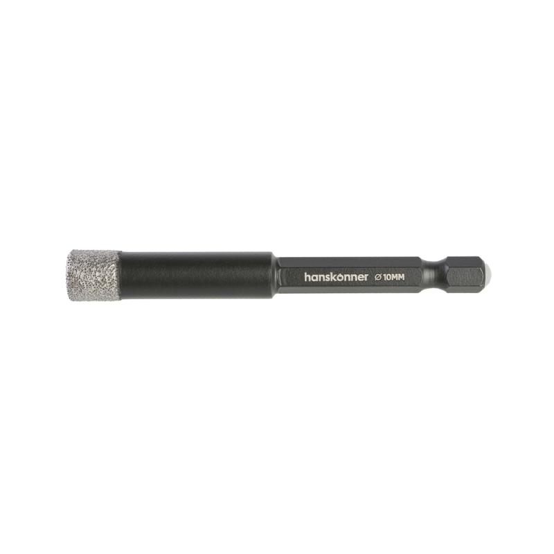 Коронка алмазная для дрели, TilePro, 10 мм, вакуумн. спекание алмазов, Hanskonner