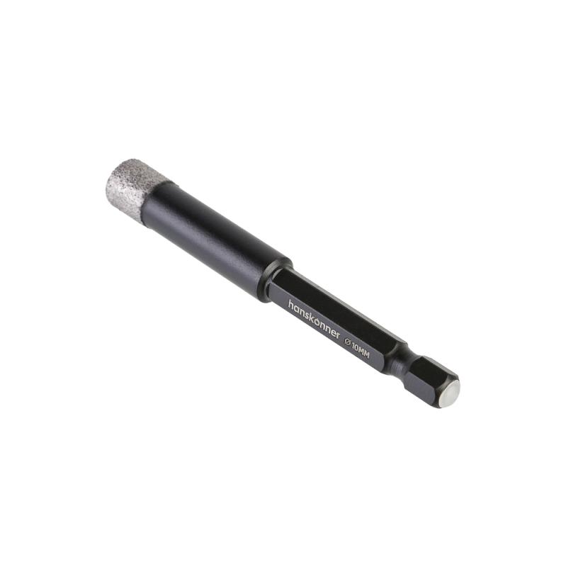 Коронка алмазная для дрели, TilePro, 10 мм, вакуумн. спекание алмазов, Hanskonner