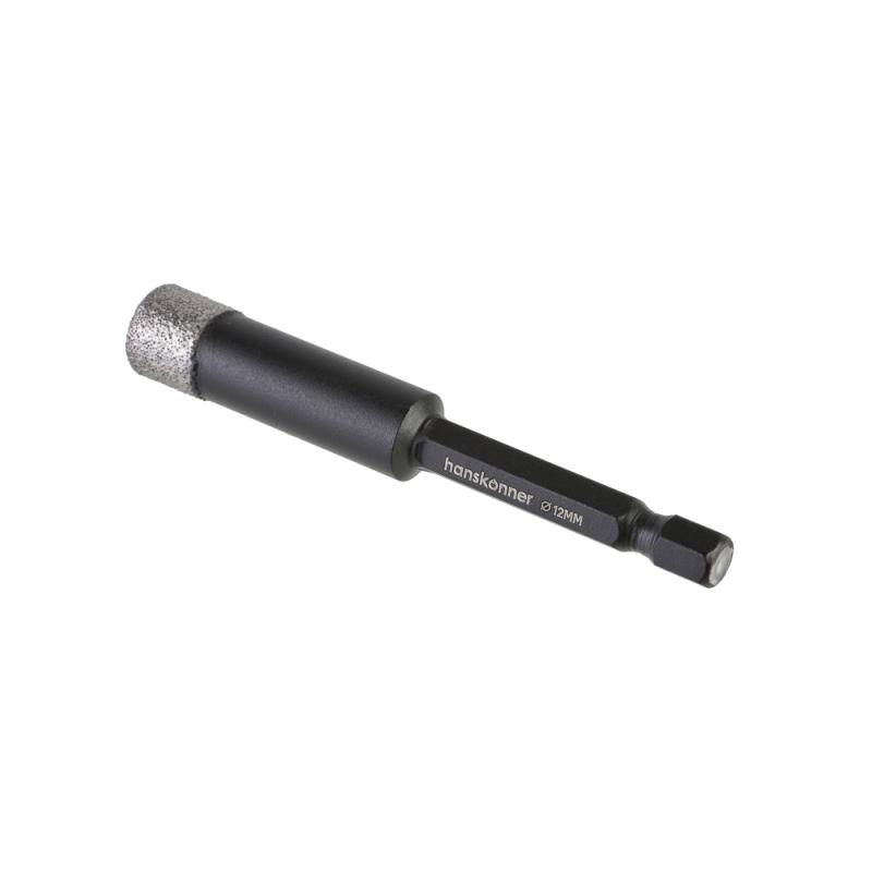 Коронка алмазная для дрели, TilePro, 12 мм, вакуумн. спекание алмазов, Hanskonner