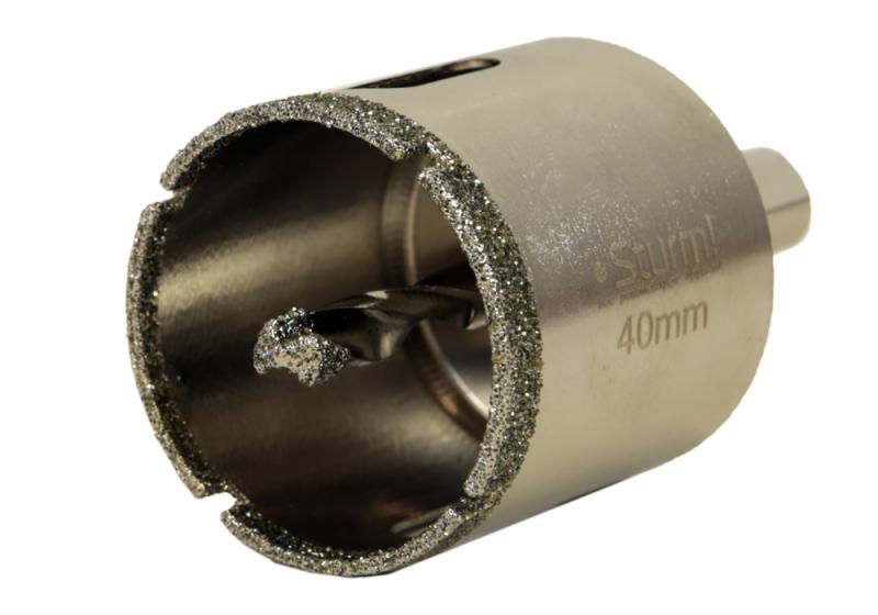 Коронка алмазная по керамограниту 40 х 70 мм,3гр. Хв., с центрир. Cверл. Sturm!