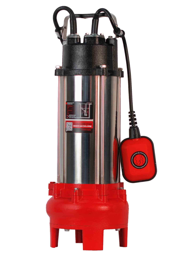 Насос фекальный погружной Verton AQUA FP-2200K (мощн.2200Вт,произв.690л/мин,макс. выс.16м,глуб. 5м,d вых.75мм,реж.нож, макс. размер частиц 35мм, поплавок)
