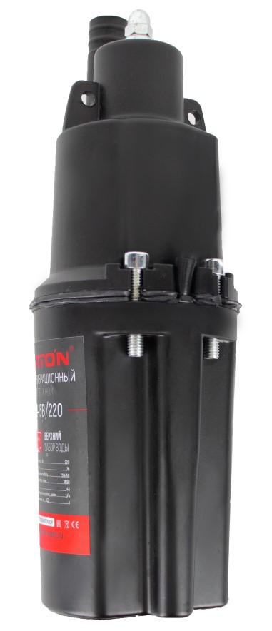 Насос вибрационный Verton НВ-15В/220 (220В, 220 Вт, D-76мм, произв. 20л/мин, глуб. погруж. 4 м., длина эл. каб. 15м,верхний забор воды, макс. темп. 50 С, макс. напор 43 м. (6шт/кор))