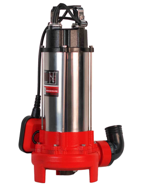 Насос фекальный погружной Verton AQUA FP-1500K (мощн.1500Вт,произв.380л/мин,макс.выс.16м,глуб. 5м,d вых.50мм,реж.нож, макс. размер частиц 35мм, поплавок)