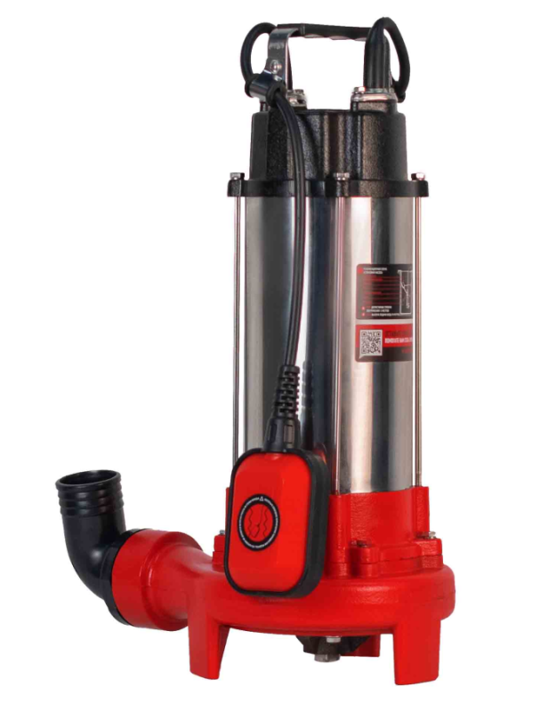 Насос фекальный погружной Verton AQUA FP-1500K (мощн.1500Вт,произв.380л/мин,макс.выс.16м,глуб. 5м,d вых.50мм,реж.нож, макс. размер частиц 35мм, поплавок)