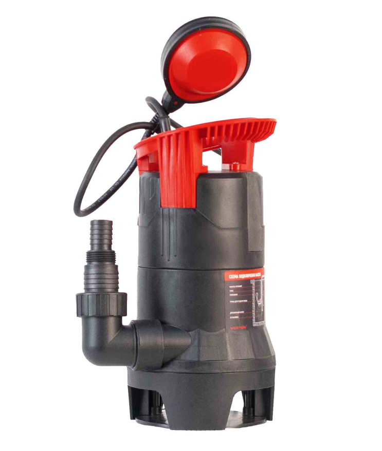 Дренажный насос фекальник для грязной воды Verton AQUA DP400/35PE (мощн.400Вт.,напр. 230/50 В/Гц.,макс. выс.5 м.,произв.142 л/мин.,макс.темп. 35.,IPX8.,нижн.забор воды.,диаметр частиц 35мм.,пласт.корпус.,поплавок,внешний поплавок) - 4 шт/кор.