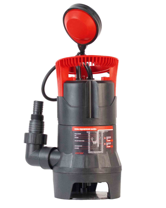 Дренажный насос фекальник для грязной воды Verton AQUA DP400/35PE (мощн.400Вт.,напр. 230/50 В/Гц.,макс. выс.5 м.,произв.142 л/мин.,макс.темп. 35.,IPX8.,нижн.забор воды.,диаметр частиц 35мм.,пласт.корпус.,поплавок,внешний поплавок) - 4 шт/кор.