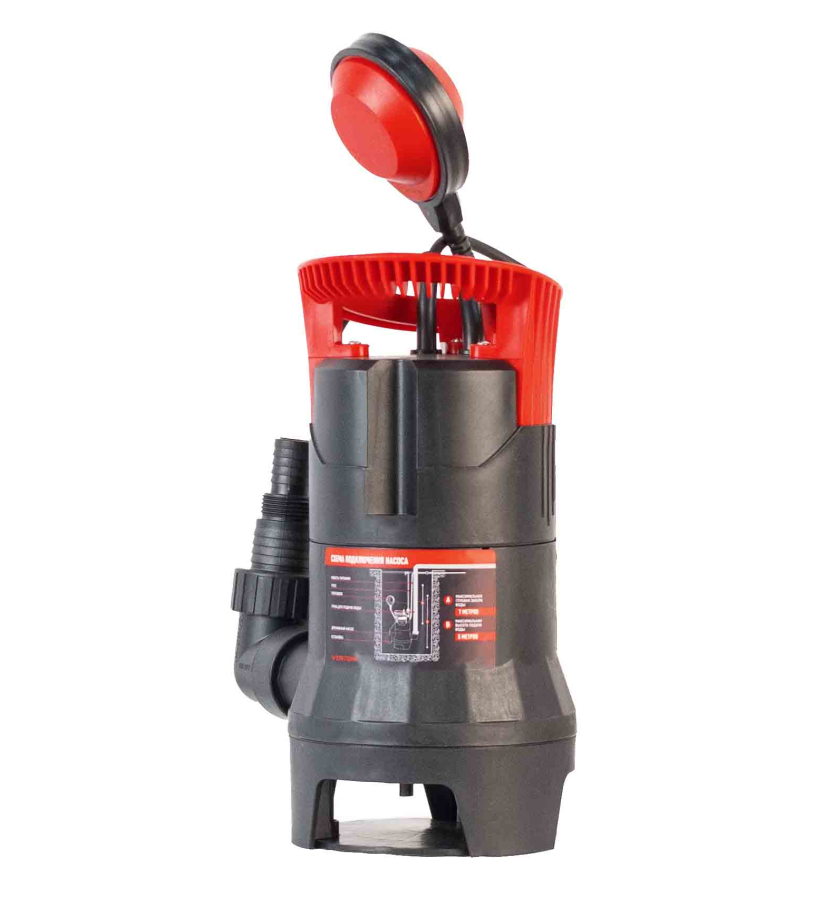 Дренажный насос фекальник для грязной воды Verton AQUA DP400/35PE (мощн.400Вт.,напр. 230/50 В/Гц.,макс. выс.5 м.,произв.142 л/мин.,макс.темп. 35.,IPX8.,нижн.забор воды.,диаметр частиц 35мм.,пласт.корпус.,поплавок,внешний поплавок) - 4 шт/кор.