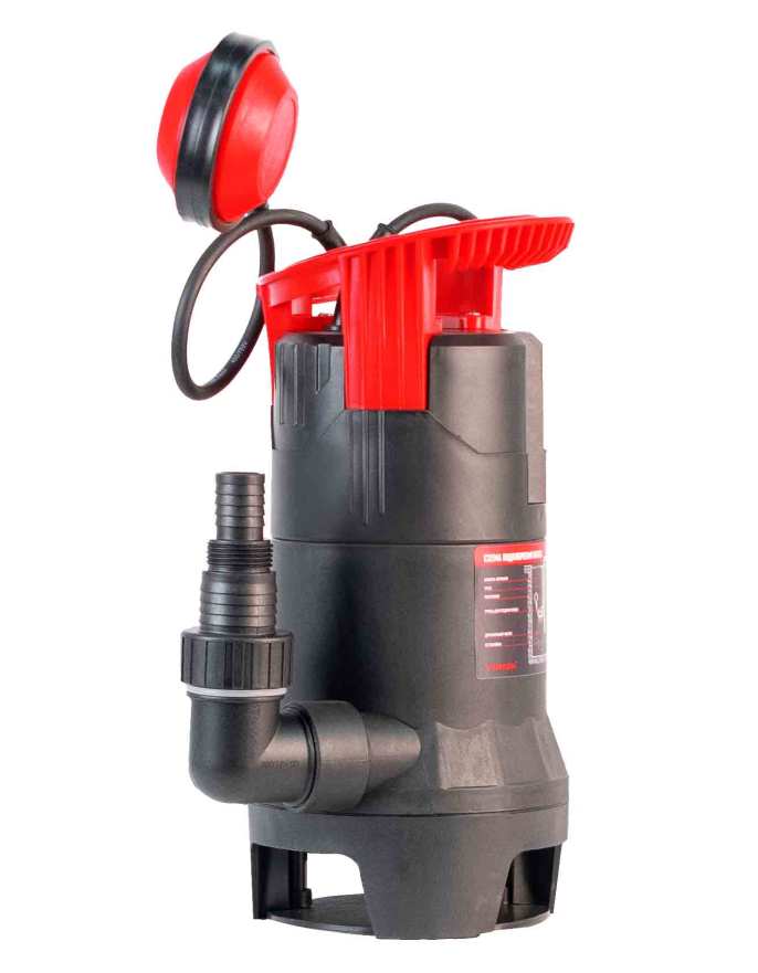 Дренажный насос фекальник для грязной воды Verton AQUA DP900/35PE (мощн.900Вт.,напр. 230/50 В/Гц.,макс. выс.8 м.,произв.250 л/мин.,макс.темп. 35.,IPX8.,нижн.забор воды.,диаметр частиц 35мм.,пластик.корпус,внешний поплавок) - 4 шт/кор.
