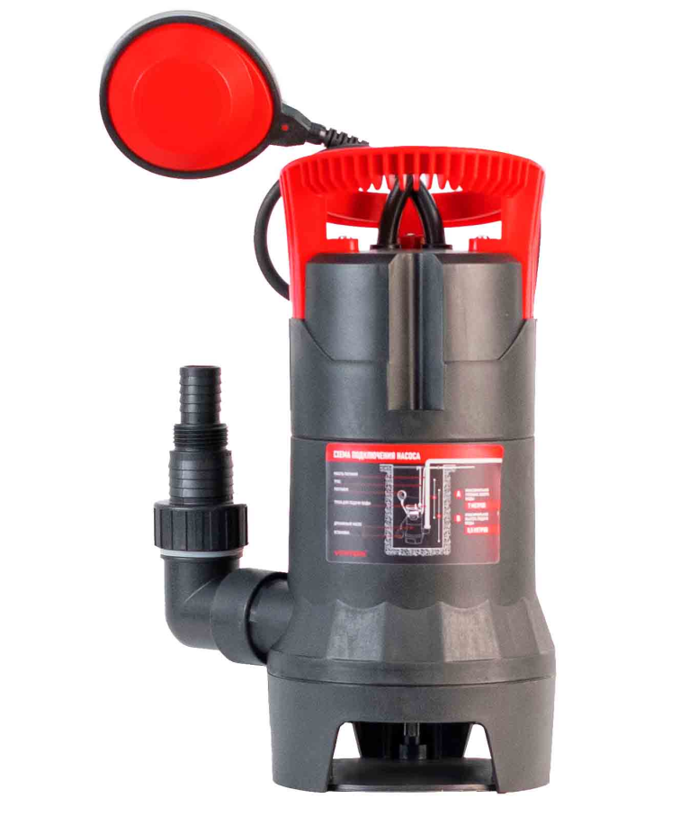 Дренажный насос фекальник для грязной воды Verton AQUA DP900/35PE (мощн.900Вт.,напр. 230/50 В/Гц.,макс. выс.8 м.,произв.250 л/мин.,макс.темп. 35.,IPX8.,нижн.забор воды.,диаметр частиц 35мм.,пластик.корпус,внешний поплавок) - 4 шт/кор.