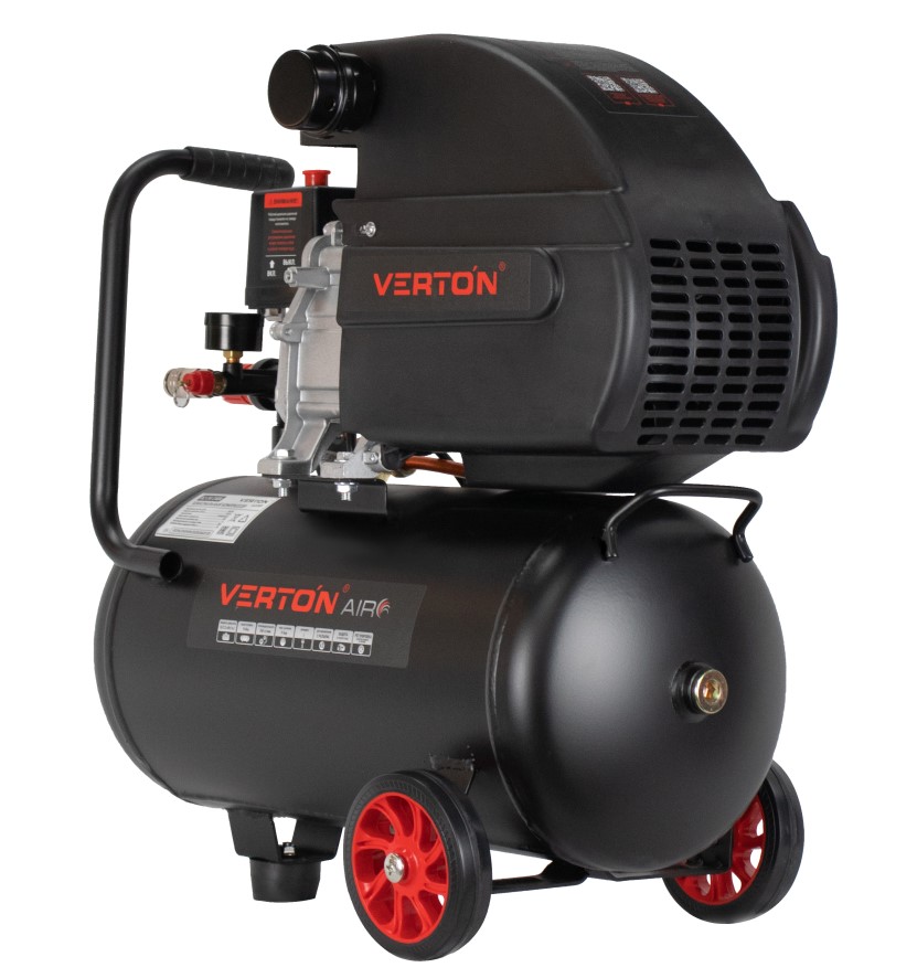 Компрессор коаксиальный Verton Air AC-24/240K (230/50 В/Гц,масл.коакс. произв. 240л/мин, V 24л, макс. дав.8 бар, мощн. 1,8 кВт, част. вращ. двиг. 2850 об/мин,рапид, асинх. однофаз.)