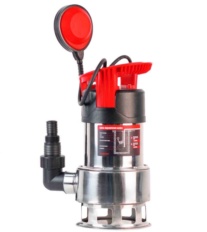 Дренажный насос фекальник для грязной воды Verton AQUA DP750/35SE (мощн.750Вт.,напр. 230/50 В/Гц.,макс. выс.8 м.,произв.225 л/мин.,макс.темп. 35.,IPX8.,нижн.забор воды.,диаметр частиц 35мм.нержав.корпус,внешний поплавок) - 4 шт/кор.
