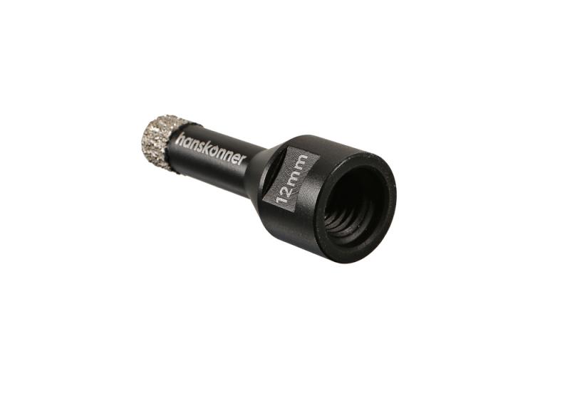 Коронка алмазная для УШМ, tilepro, 12 мм, вакуумн. Спекание алмазов, Hanskonner