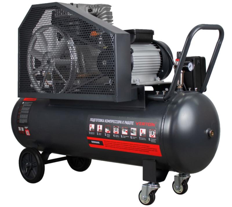 Компрессор ременной Verton Air AC-150/700R (230/50 В/Гц,масл.ремен. произв. 700л/мин, V 150л, макс. дав.10 бар, мощн. 3,7 кВт, част. вращ. двиг. 2800 об/мин,итальянский тип компрессорного блока,рапид, асинх. однофаз.)