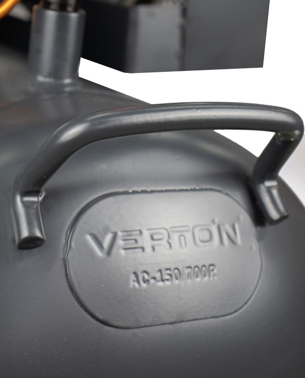 Компрессор ременной Verton Air AC-150/700R (230/50 В/Гц,масл.ремен. произв. 700л/мин, V 150л, макс. дав.10 бар, мощн. 3,7 кВт, част. вращ. двиг. 2800 об/мин,итальянский тип компрессорного блока,рапид, асинх. однофаз.)