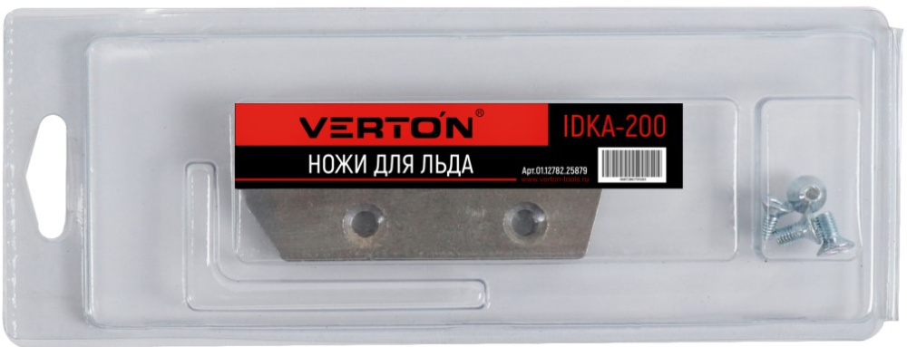 Ножи для льда VERTON IDKA-200 (2 ножа, прямой, монтажный шаг ножей 40мм, болт М5 - 4шт, шаг резьбы 0,8мм)