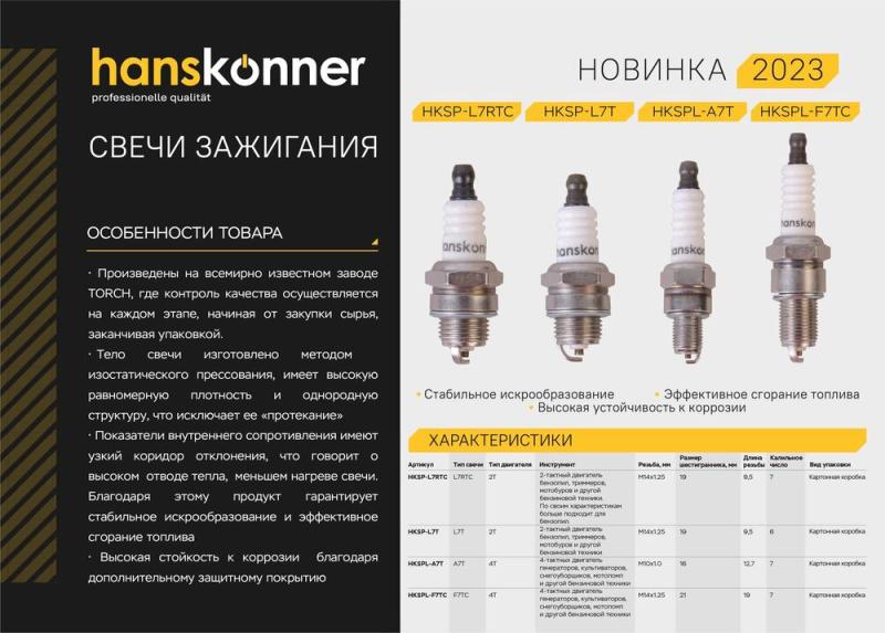 Свеча зажигания для 4-тактного двигателя, M10*1, шестигранник 16, Hanskonner