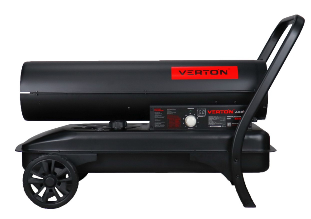 Дизельная тепловая пушка Verton Air DH-60М (Прям.нагрев,60кВт,1230м3/ч.,3.7кг/ч,бак 51л.,цифр. дисплей,манометр,защита от перегрева,колеса,дизель/керосин)