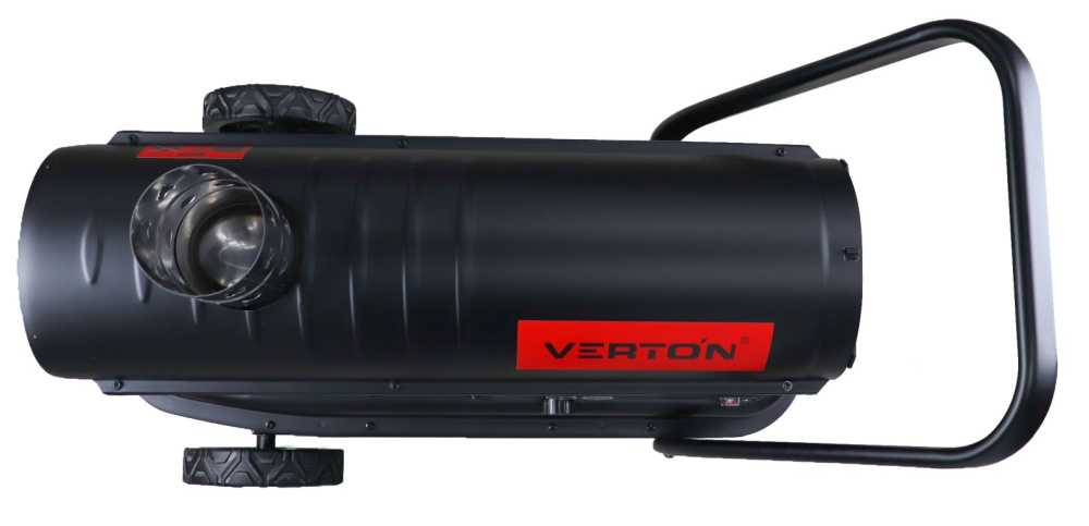 Дизельная тепловая пушка Verton Air DH-24DM (Непрям.нагрев,24кВт,750м3/ч,1.5кг/ч,бак 38л,D выхл.трубы 110мм,цифр.дисплей,манометр,защита от перегрева,колеса,дизель/керосин)