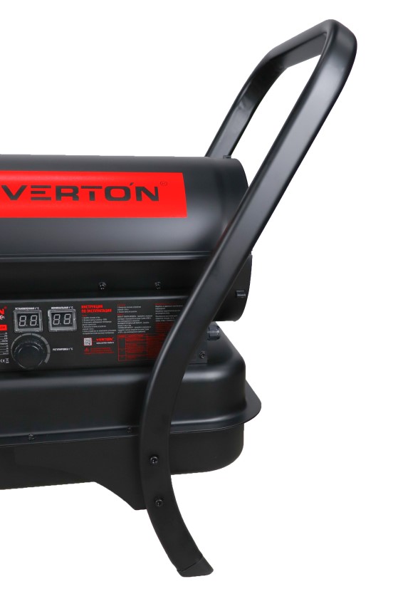 Дизельная тепловая пушка Verton Air DH-24DM (Непрям.нагрев,24кВт,750м3/ч,1.5кг/ч,бак 38л,D выхл.трубы 110мм,цифр.дисплей,манометр,защита от перегрева,колеса,дизель/керосин)