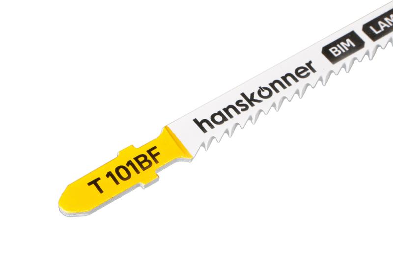 Пилки для лобзика по ламинату 2шт, T101BF (дер,пласт.,фибер.3-30мм) Hanskonner