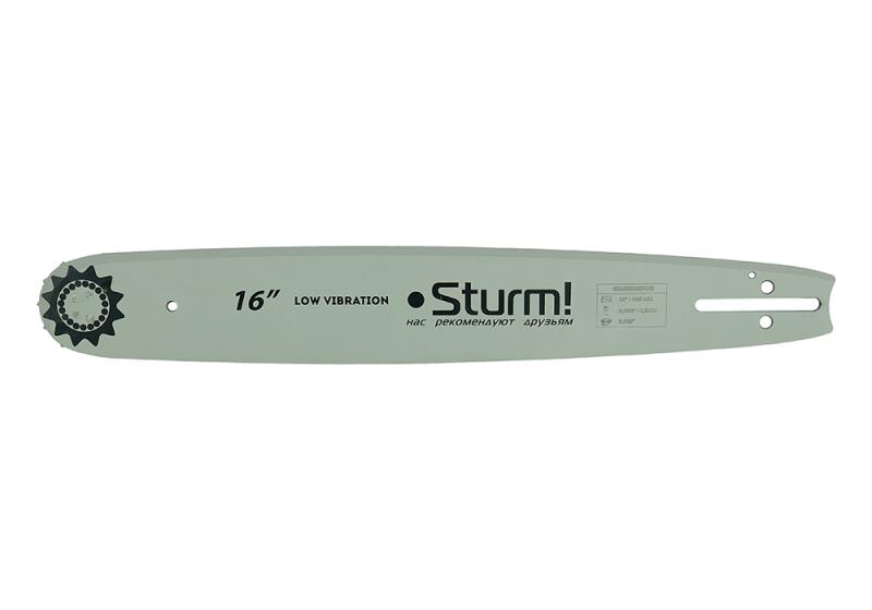 Пильная шина 16&amp;ampquot Sturm! Паз 1,5мм, 0,325&amp;ampquot, 66зв,хвостовик POH (OREGON K095/A095)
