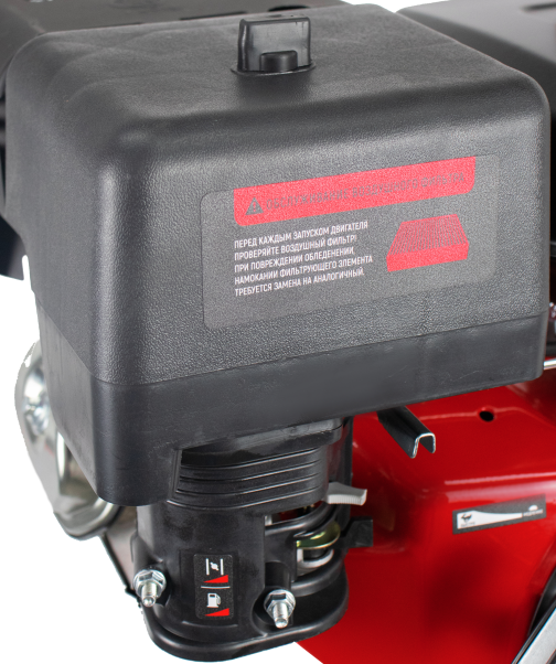 Двигатель VERTON GARDEN BS-190F/25D (420 см3, 11кВт/15л.с,Ø вала 25мм (шпонка), 23/3600 Н*м/(об/мин), V 6 л., ручн. зап., выкл., распредвал сталь, автопрерыватель с датчиком уровня масла, крышка бака винт, фильтр комбин. (бумага+паралон), прорез. рук
