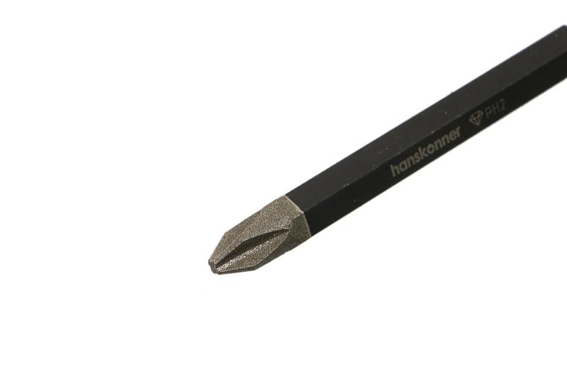 Биты PH2x75мм, сталь S2, Diamond, 2шт,Hanskonner