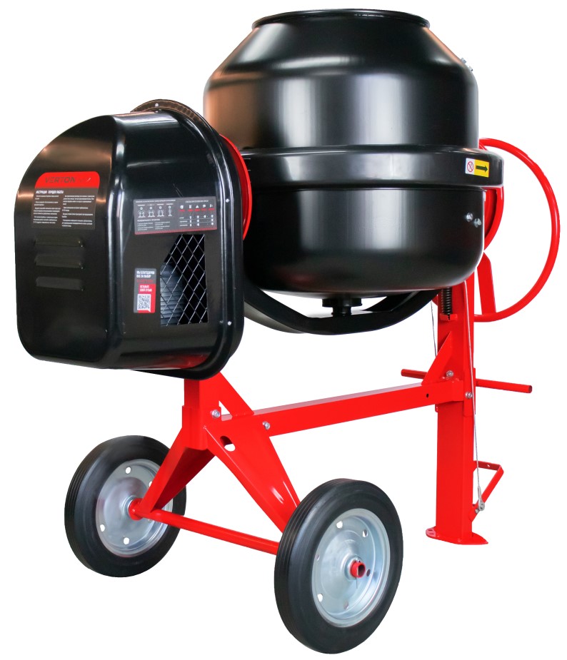 Бетоносмеситель VERTON MIX СМ-320 (мощн 2200 Вт, 230V, вен.чугун,V бака 320л ,V гот. смеси 213л, ø 742 мм, h 688 мм, толщина 2,0/2,4 мм, педаль фиксации, колесо ø40,5 см резина, руль полулуния)