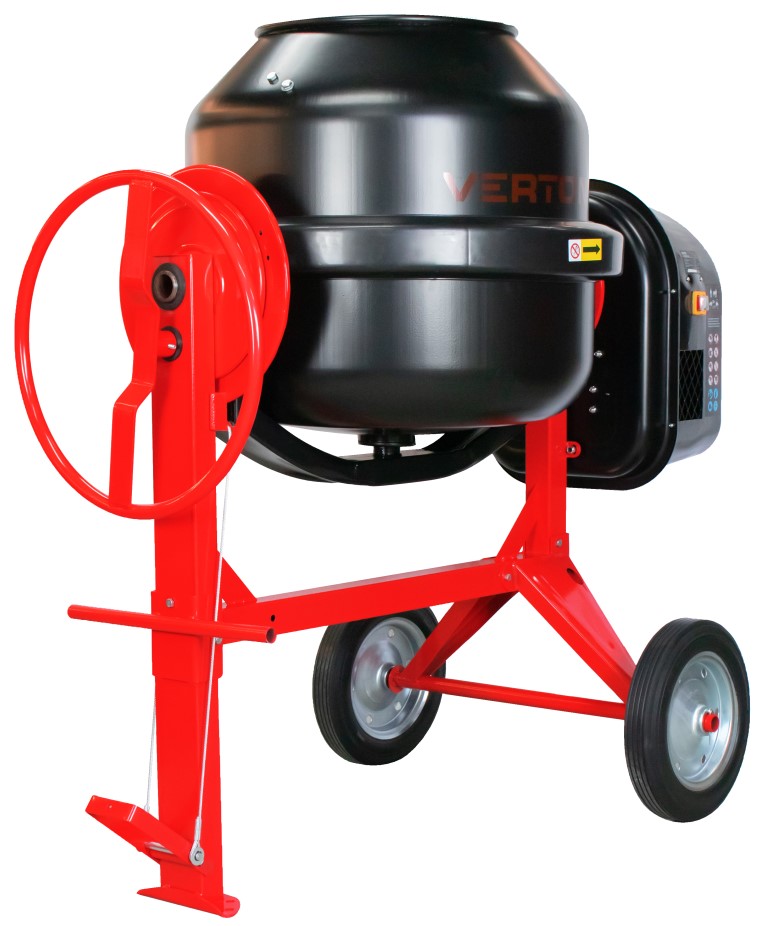 Бетоносмеситель VERTON MIX СМ-320 (мощн 2200 Вт, 230V, вен.чугун,V бака 320л ,V гот. смеси 213л, ø 742 мм, h 688 мм, толщина 2,0/2,4 мм, педаль фиксации, колесо ø40,5 см резина, руль полулуния)
