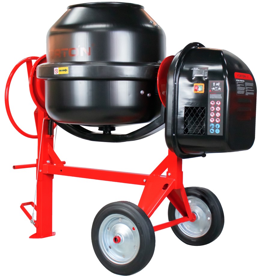 Бетоносмеситель VERTON MIX СМ-320 (мощн 2200 Вт, 230V, вен.чугун,V бака 320л ,V гот. смеси 213л, ø 742 мм, h 688 мм, толщина 2,0/2,4 мм, педаль фиксации, колесо ø40,5 см резина, руль полулуния)