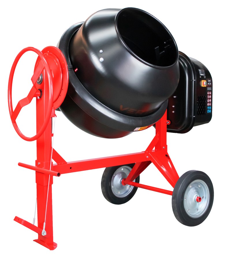 Бетоносмеситель VERTON MIX СМ-320 (мощн 2200 Вт, 230V, вен.чугун,V бака 320л ,V гот. смеси 213л, ø 742 мм, h 688 мм, толщина 2,0/2,4 мм, педаль фиксации, колесо ø40,5 см резина, руль полулуния)