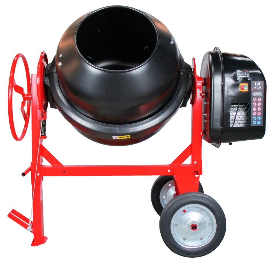 Бетоносмеситель VERTON MIX СМ-320 (мощн 2200 Вт, 230V, вен.чугун,V бака 320л ,V гот. смеси 213л, ø 742 мм, h 688 мм, толщина 2,0/2,4 мм, педаль фиксации, колесо ø40,5 см резина, руль полулуния)