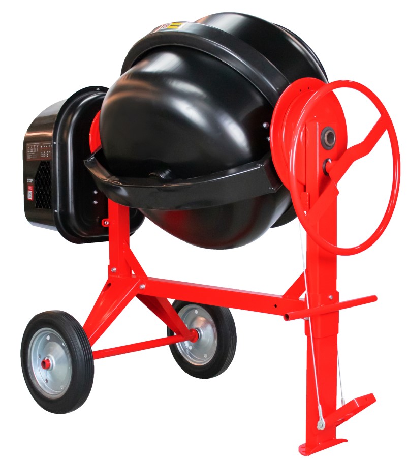 Бетоносмеситель VERTON MIX СМ-320 (мощн 2200 Вт, 230V, вен.чугун,V бака 320л ,V гот. смеси 213л, ø 742 мм, h 688 мм, толщина 2,0/2,4 мм, педаль фиксации, колесо ø40,5 см резина, руль полулуния)