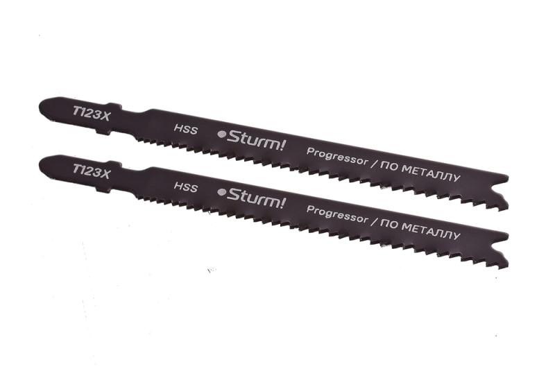 Пилки для лобзика по металлу T123X, 2 шт, 100х75мм, шаг зуба 1,2-2,6мм, ПРОГРЕССОР, HСS, Sturm!