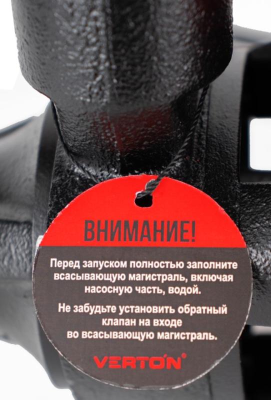 Поверхностный насос Verton AQUA QB750 (750 Вт, 230 В//50 Гц, Q max 50 л/мин, H max 55 м, глуб. 8 м, подкл. 1", давл. 5,6 бар,крыльч.латунь,чугун.корпус)