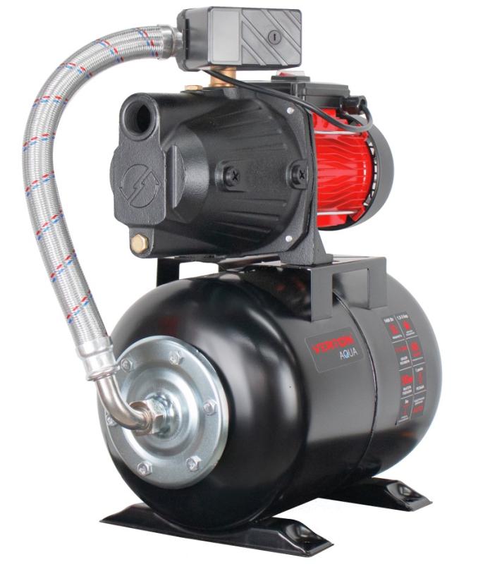 Насосная станция автоматическая Verton AQUA PS1400CL/24(Удлиненный чугун.корпус,1400Вт,230В/50Гц,Qmax 66л/мин,V24л,max забор 9м,Hmax56м,Ø вх./вых.1",Р 1,5-3 бар,Tmax жидк.0-60°C,соед.шланг 32 мм,встр.эжектор, крыльчатка PPO,кнопка питания сети)