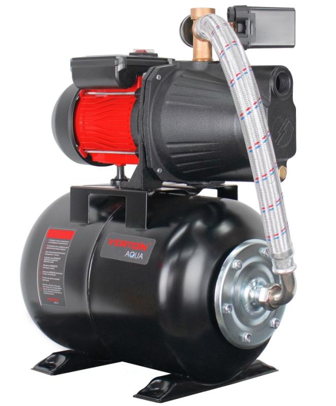 Насосная станция автоматическая Verton AQUA PS1400CL/24(Удлиненный чугун.корпус,1400Вт,230В/50Гц,Qmax 66л/мин,V24л,max забор 9м,Hmax56м,Ø вх./вых.1",Р 1,5-3 бар,Tmax жидк.0-60°C,соед.шланг 32 мм,встр.эжектор, крыльчатка PPO,кнопка питания сети)