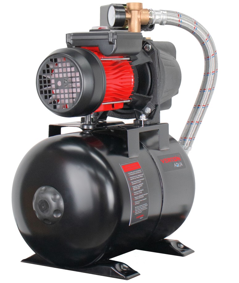 Насосная станция автоматическая Verton AQUA PS1400CL/24(Удлиненный чугун.корпус,1400Вт,230В/50Гц,Qmax 66л/мин,V24л,max забор 9м,Hmax56м,Ø вх./вых.1",Р 1,5-3 бар,Tmax жидк.0-60°C,соед.шланг 32 мм,встр.эжектор, крыльчатка PPO,кнопка питания сети)