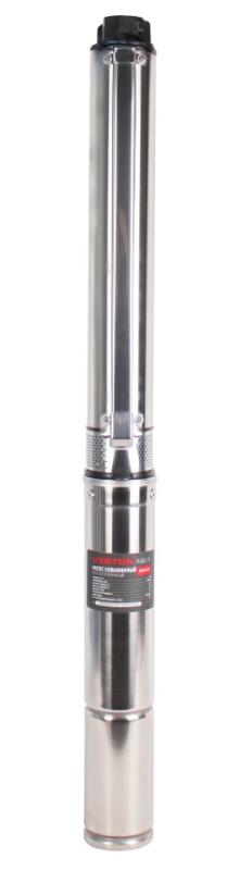 Скважинный центробежный многоступенчатый насос Verton AQUA DW50/370V(370Вт,230В/50Гц,Qmax 60л/мин,Hmax 50м, Ø76мм,верх.забор,P 5.1бар,глуб.70м,Ø подкл.1",мин диам.скважины 100 мм, дл.кабеля 20 м,11 крыльч.,корпус из нерж.ст.,медн.обмотка)