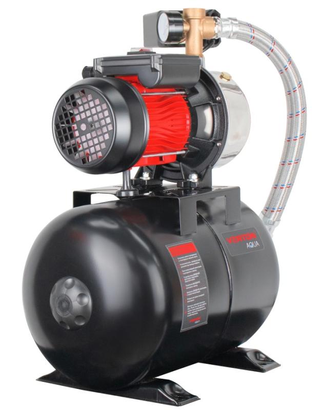 Насосная станция автоматическая Verton AQUA PS1200SB/24(Нержав.сталь. корпус,1200Вт,230В/50Гц,Qmax 55л/мин,V24л,max забор 9м,Hmax50м,Øвх./вых.1",Р 1,5-3 бар,Tmax жидк. 0-60°C,соед.шланг 32 мм,встр.эжектор,крыльчатка PPO,кнопка питания сети)