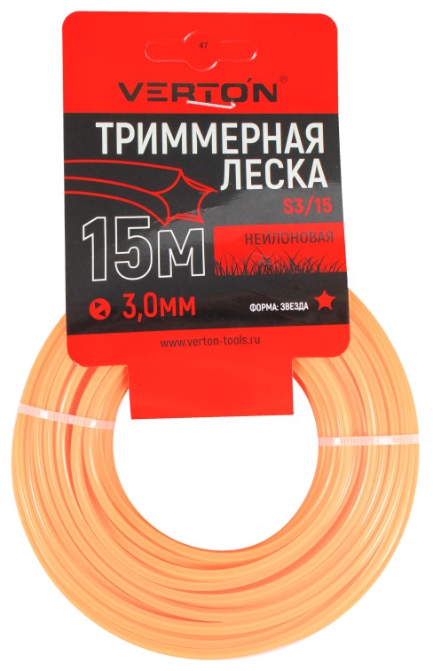 Триммерная леска S 3/15 VERTON GARDEN (3 мм; 15 м; звезда, нейлон)