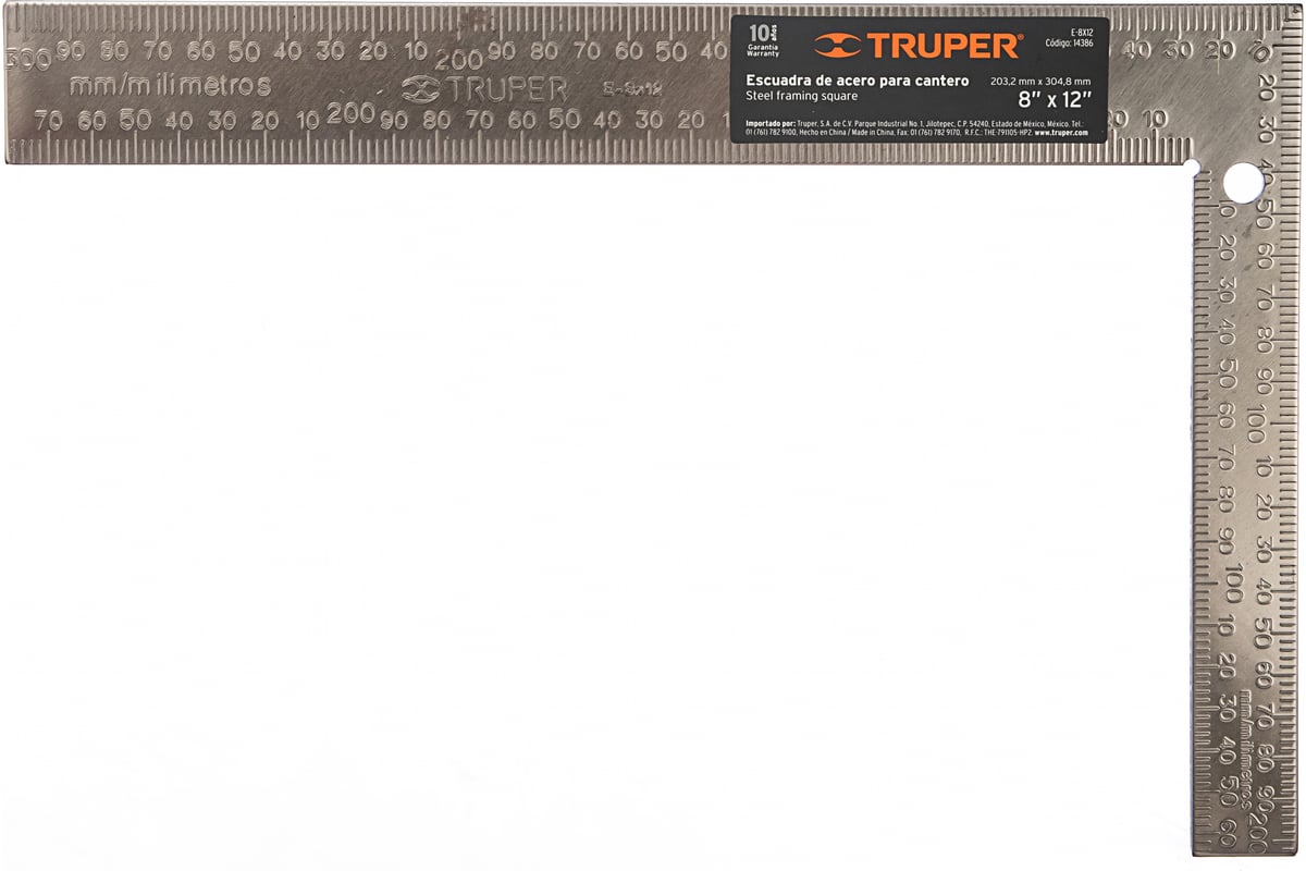 Угольник измерительный 8х12" (200*300мм) E-8X12 14386//TRUPER