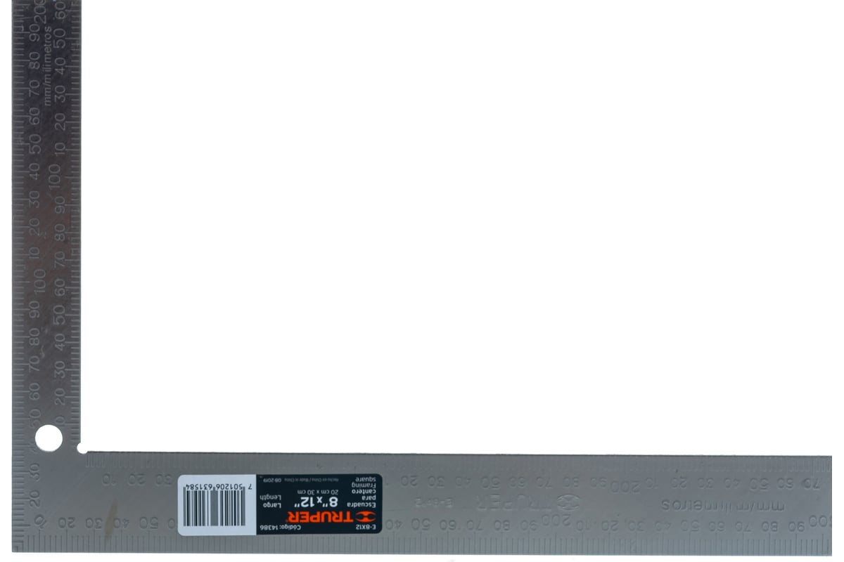 Угольник измерительный 8х12" (200*300мм) E-8X12 14386//TRUPER