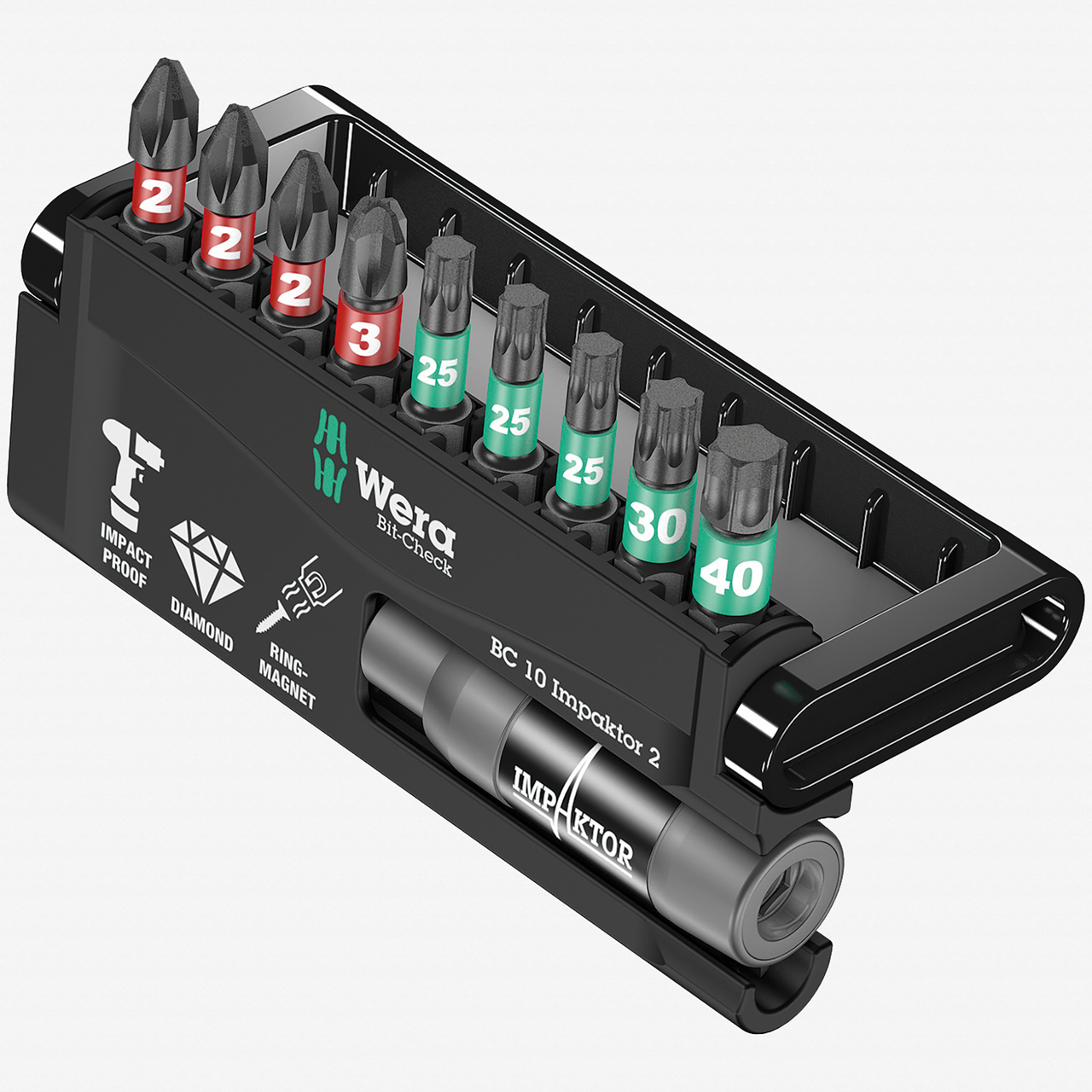Набор насадок и держателей Импактор (10шт.) 8751/67 -9/IMP DC 25MM BITS/ WERA