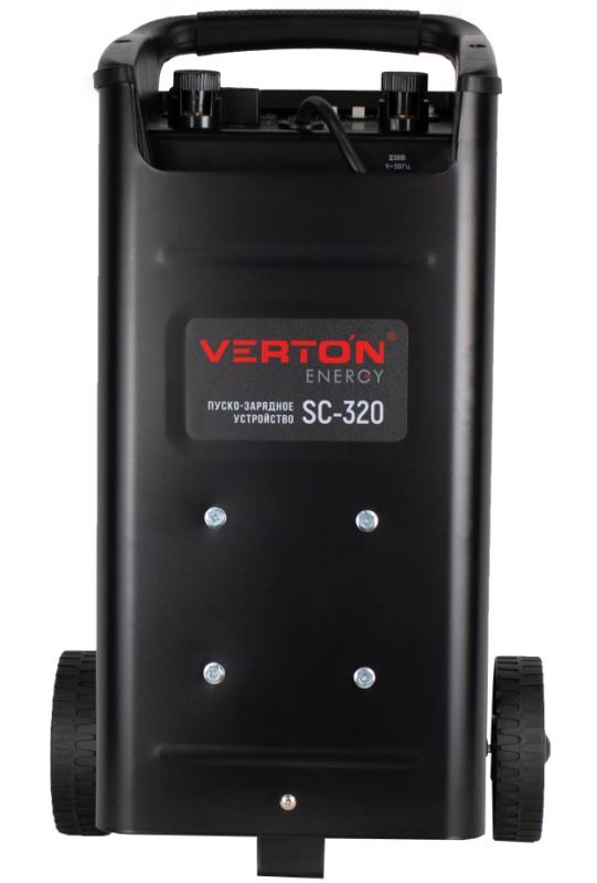 Пуско-зарядное устройство VERTON Energy SC-320 (напр.сети 230/50 В/Гц,напр.АКБ 12/24В,емкость зар. АКБ (мин/макс)20-500 Ач,макс. ток зарядки/запуска 45А/240А,WET,12В потр.мощн.1,92/3,84кВт,5 реж. зар,IP20)