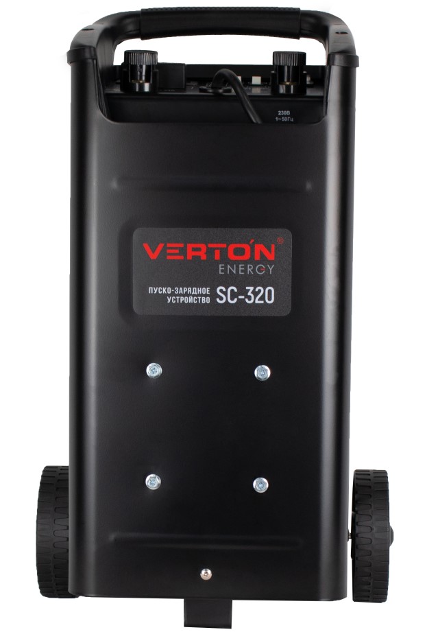 Пуско-зарядное устройство VERTON Energy SC-320 (напр.сети 230/50 В/Гц,напр.АКБ 12/24В,емкость зар. АКБ (мин/макс)20-500 Ач,макс. ток зарядки/запуска 45А/240А,WET,12В потр.мощн.1,92/3,84кВт,5 реж. зар,IP20)