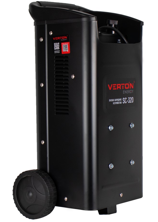 Пуско-зарядное устройство VERTON Energy SC-320 (напр.сети 230/50 В/Гц,напр.АКБ 12/24В,емкость зар. АКБ (мин/макс)20-500 Ач,макс. ток зарядки/запуска 45А/240А,WET,12В потр.мощн.1,92/3,84кВт,5 реж. зар,IP20)