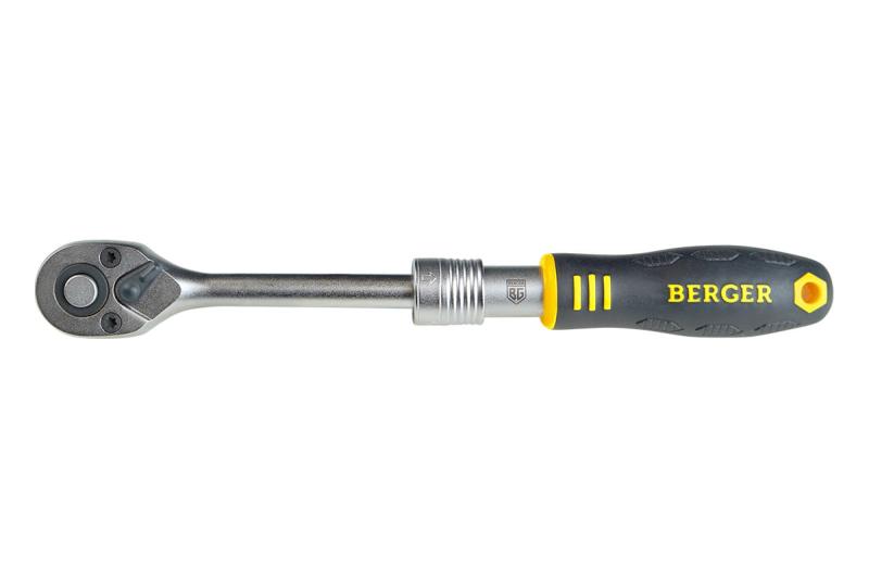 Трещотка телескопическая 1/4" 150-200 мм, 72 зубца BERGER